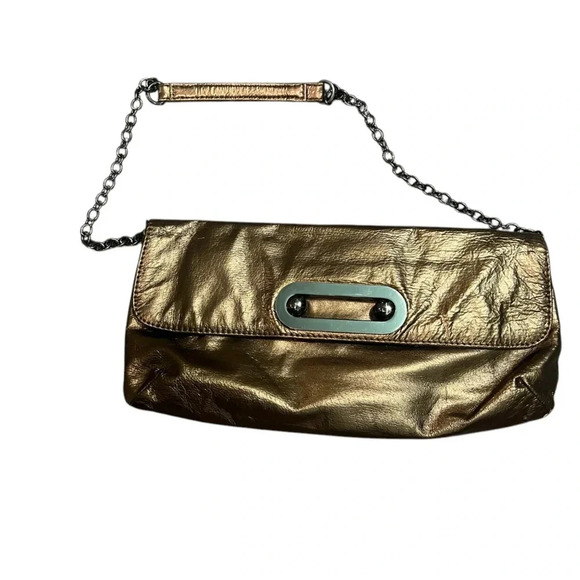 HOBO Handbags - HOBO International Alicia Bronze leather clutch chain strap shoulder bag purse